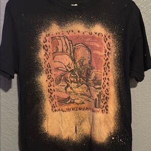 Black Graphic T-Shirt with Western Print